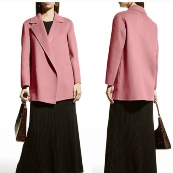 NWT Theory Sileena Wool Cashmere Blend Coat in Dark Rose Pink Winsome Size Large - Picture 1 of 2